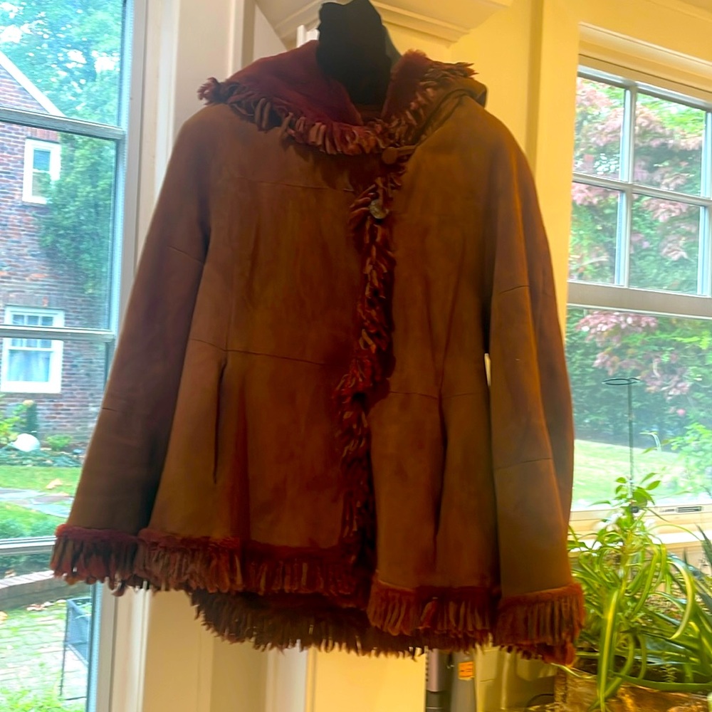 Vintage cognac Shearling jacket jacket Christia